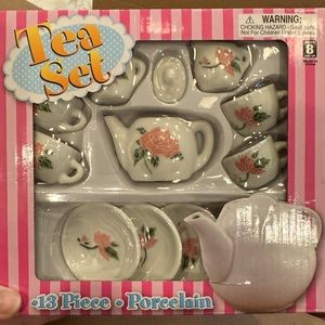 Unopened 13pc porcelain tea party set for kids.